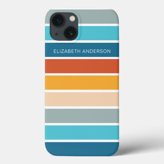 Modern Retro Sunset Stripes Personalised  Case-Mate iPhone Case (Back)