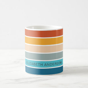 Modern Retro Sunset Stripes Personalised Coffee Mug
