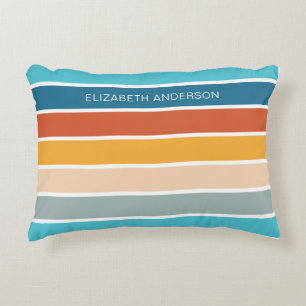 Modern Retro Sunset Stripes Personalised  Decorative Cushion