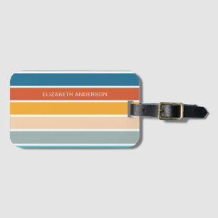 Modern Retro Sunset Stripes Personalised Luggage Tag