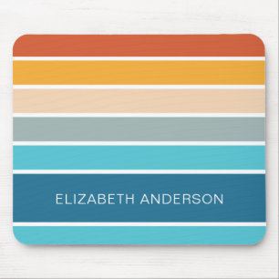 Modern Retro Sunset Stripes Personalised Mouse Mat