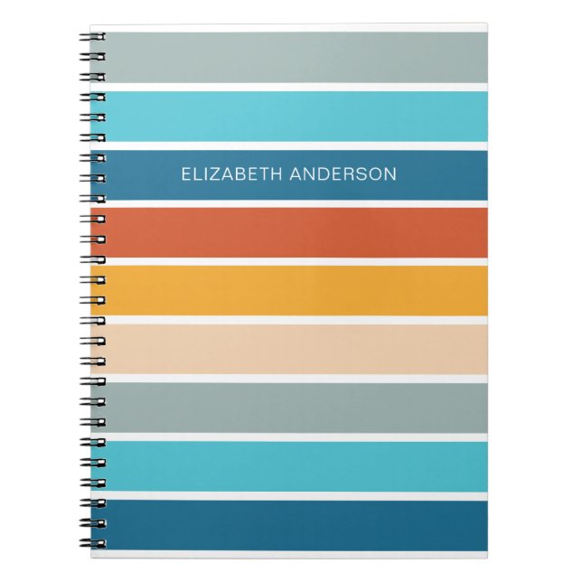 Modern Retro Sunset Stripes Personalised  Notebook (Front)