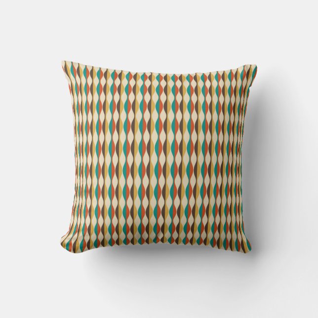 Modern Retro Swirls Throw Pillow (Front)