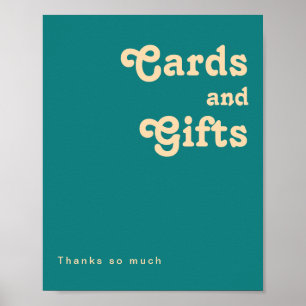 Modern Retro Teal Cards and Gifts Sign