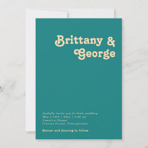 Modern Retro   Teal Casual Wedding Invitation
