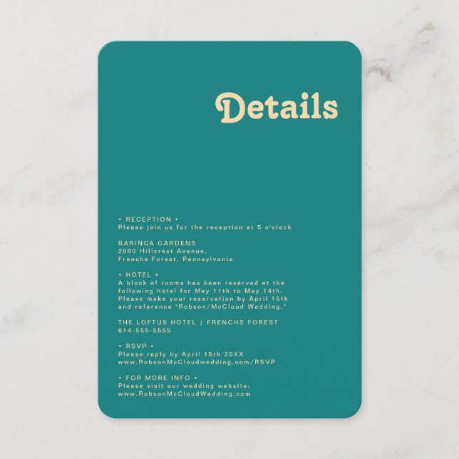 Modern Retro | Teal Details Rounded Edges Enclosure Card (Front)