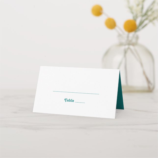 Modern Retro | Teal Folded Place Card (Front)