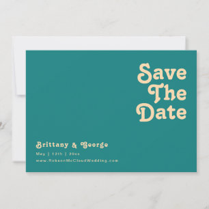 Modern Retro   Teal Horizontal Save The Date