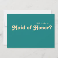 Modern Retro | Teal Maid of Honour Proposal Card