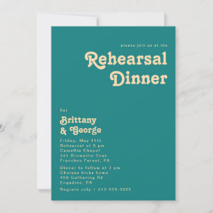 Modern Retro Teal Rehearsal Dinner Invitation