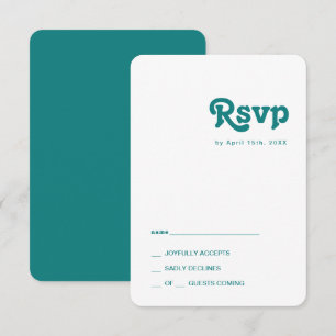Modern Retro   Teal Rounded Edges RSVP Card