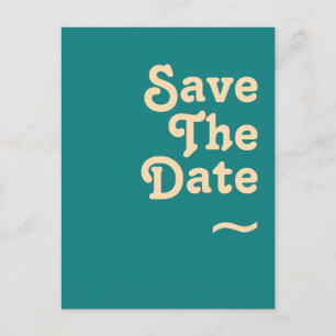 Modern Retro   Teal Save The Date Invitation Postcard