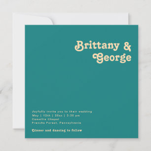 Modern Retro   Teal Square Wedding Invitation