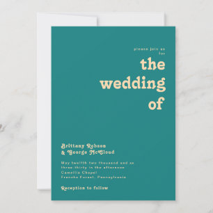 Modern Retro Teal The Wedding Of Invitation