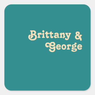 Modern Retro   Teal Wedding Envelope Seals