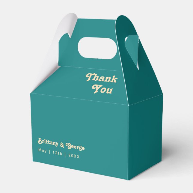 Modern Retro | Teal Wedding Favour Box (Front Side)
