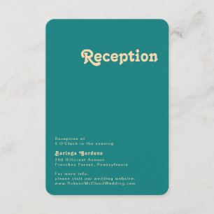 Modern Retro   Teal Wedding Reception Rounded Edge Enclosure Card