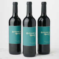 Modern Retro | Teal Wedding Wine Label