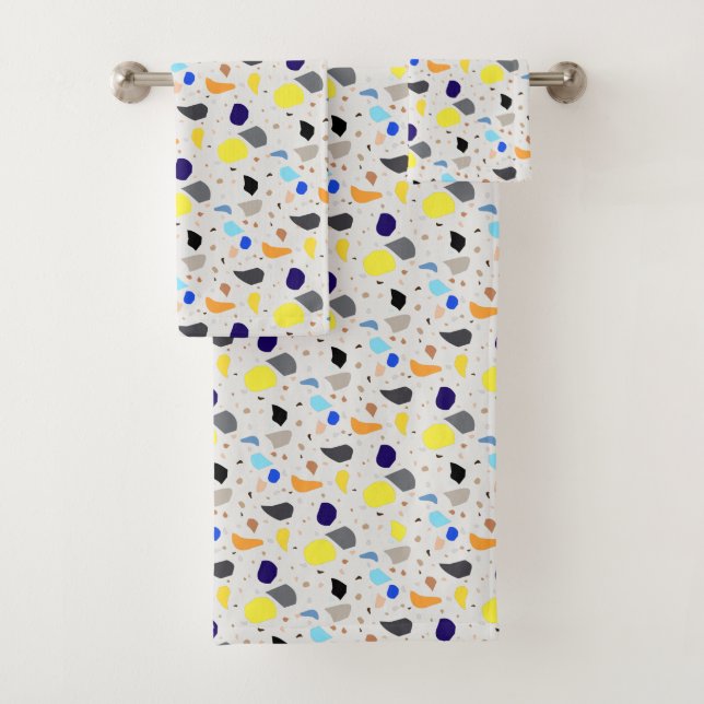 Modern Retro Terrazzo Colourful Pattern Bath Towel Set (Insitu)