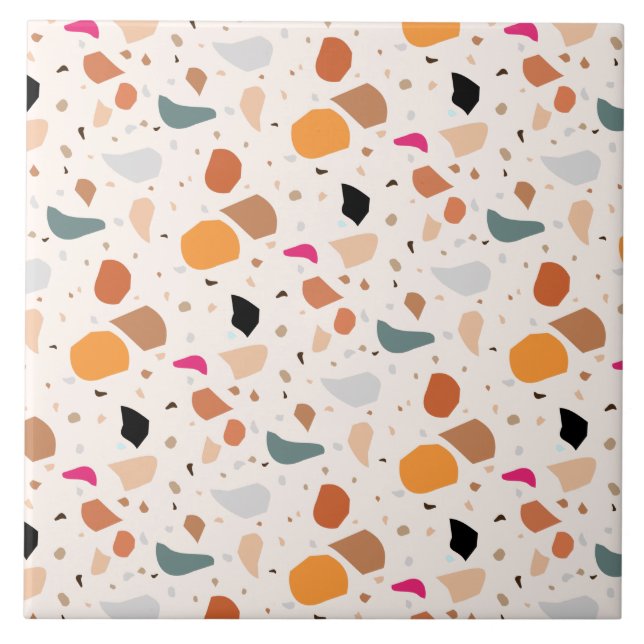 Modern Retro Terrazzo Colourful Pattern Tile (Front)