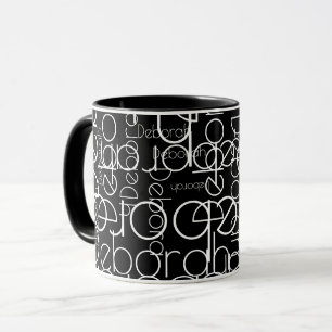 Modern Retro Thin Font Typography b&w Mug