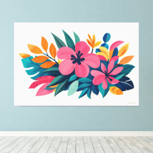 Modern retro tropical flora 01 canvas print