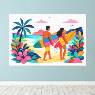 Modern retro tropical surf 01 canvas print