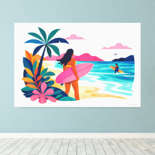 Modern retro tropical surf 03 canvas print
