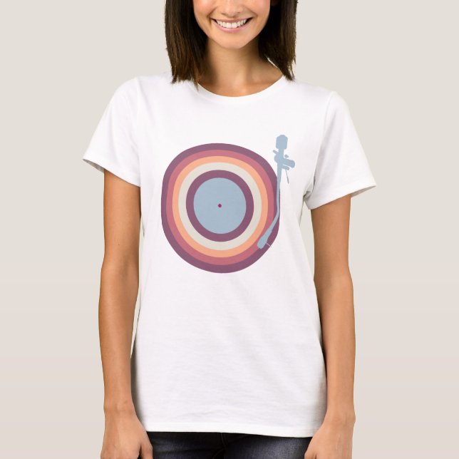 Modern Retro Turntable Vinyl Record Player T-Shirt (Front)