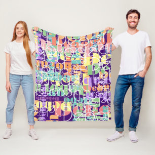 Modern Retro Typography Personalised Colourful Fleece Blanket