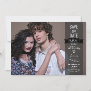 Modern Retro Typography Photo Save the Date