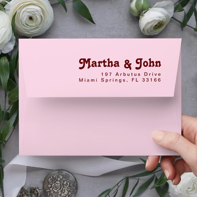 Modern Retro Vibes Blush Pink Wedding Invitation Envelope (Creator Uploaded)