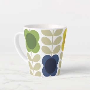 Modern Retro Vintage, Charm Summer Flower Stem Latte Mug