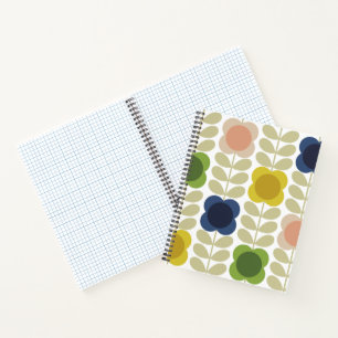 Modern Retro Vintage, Charm Summer Flower Stem Notebook