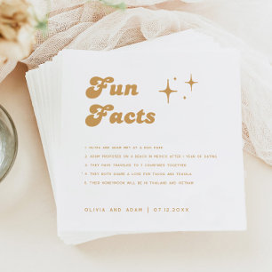 Modern Retro Vintage Orange Fun Facts Wedding Napkin