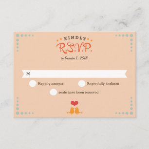 Modern Retro Vinyl Record Orange Sky Blue RSVP Card