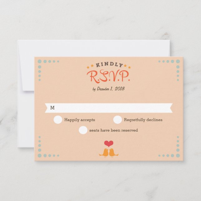 Modern Retro Vinyl Record Orange Sky Blue RSVP Card (Front)