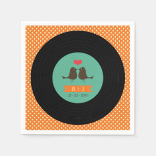 Modern Retro Vinyl Record Wedding Napkin