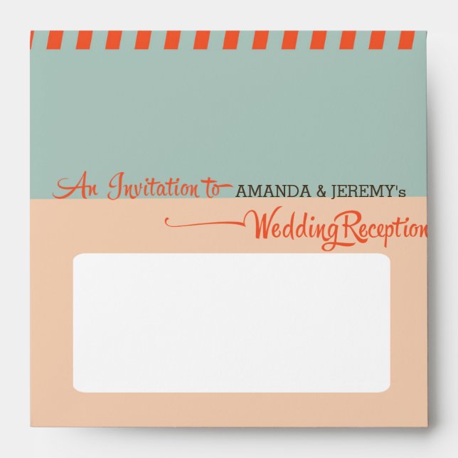 Modern Retro Vinyl Record Wedding Reception Envelope (Front)