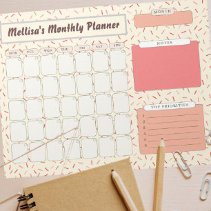 Modern Retro Warm Orange Sprinkles Candy Monthly  Notepad