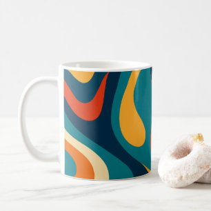 Modern Retro Wavy Abstract Pattern Coffee Mug