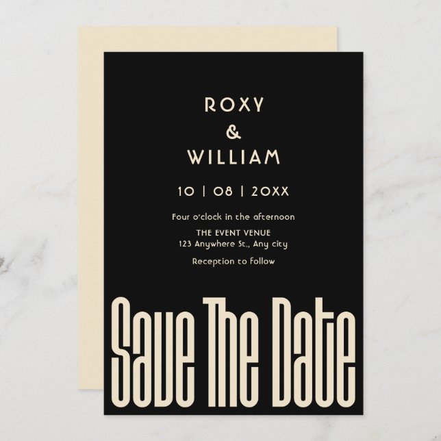 Modern Retro wedding  Save The Date (Front/Back)
