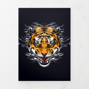 Modern Retro Wolf Artwork   For Mum Dad Tri-Fold Announcement