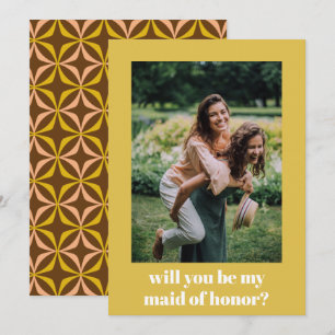 Modern Retro Yellow Maid of Honour Proposal Card