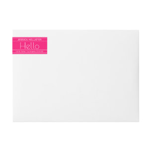 Modern Return Address "Hello" Magenta & White Wrap Around Label