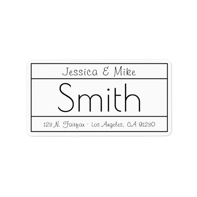 Modern Return Address Label | White & Black (Front)