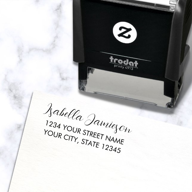 Modern Return Address Script Name Self-inking Stamp (Creator Uploaded)