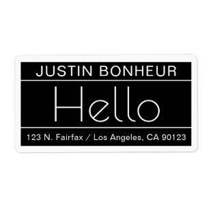 Modern Return Address w/word "Hello" Black & White
