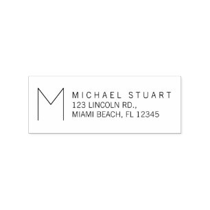 Modern Return Address with Monogram Rubber Stamp