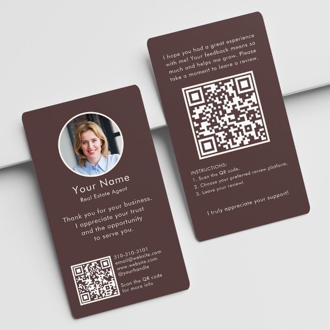 Modern Review Request with QR Code And Photo Boho Business Card (Creator Uploaded)
